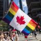 Canadian flag with LGBTQ colours